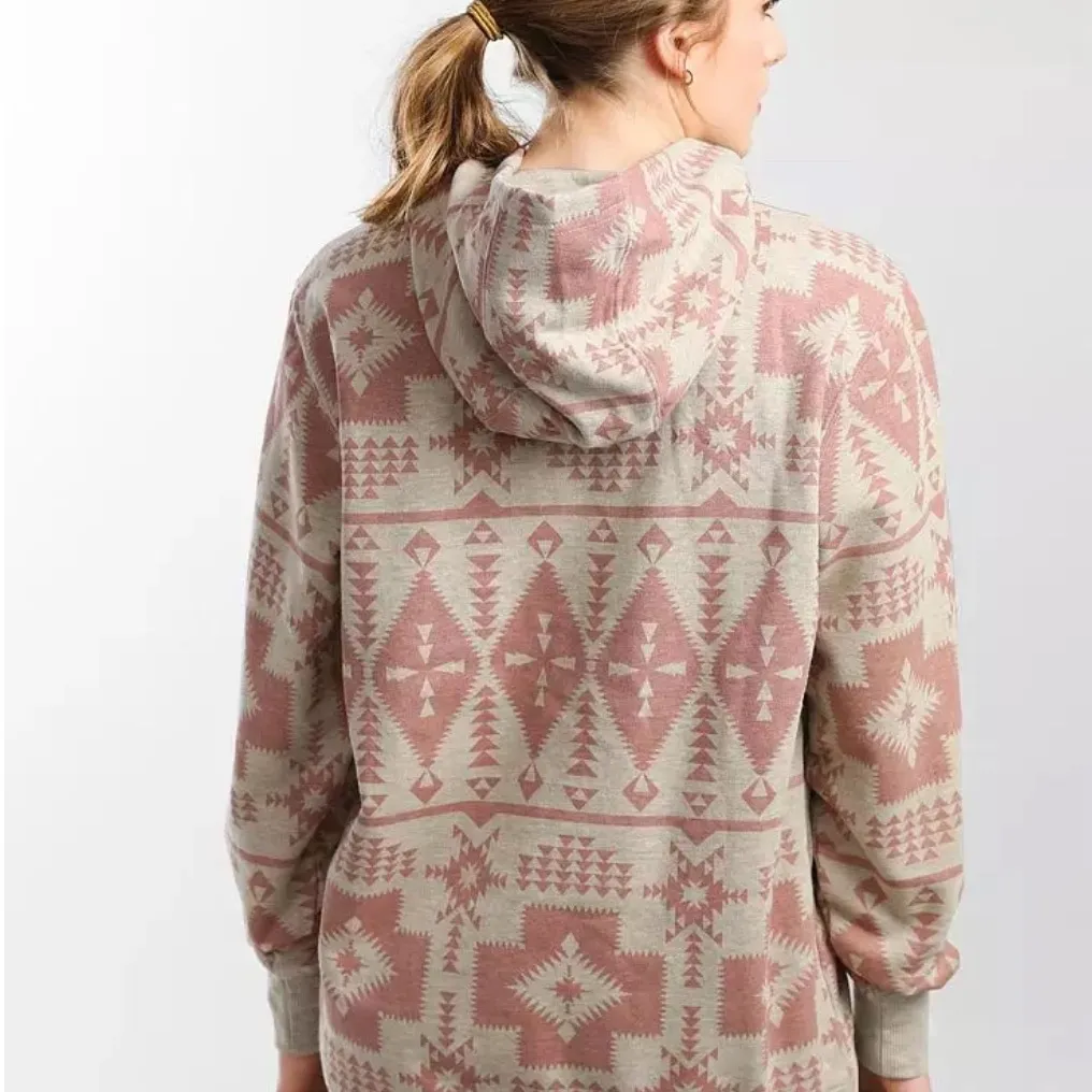 ARIAT Real Hooded Sweatshirt Oatmeal Heather Ash Rose Southwestern Size S - Image 14