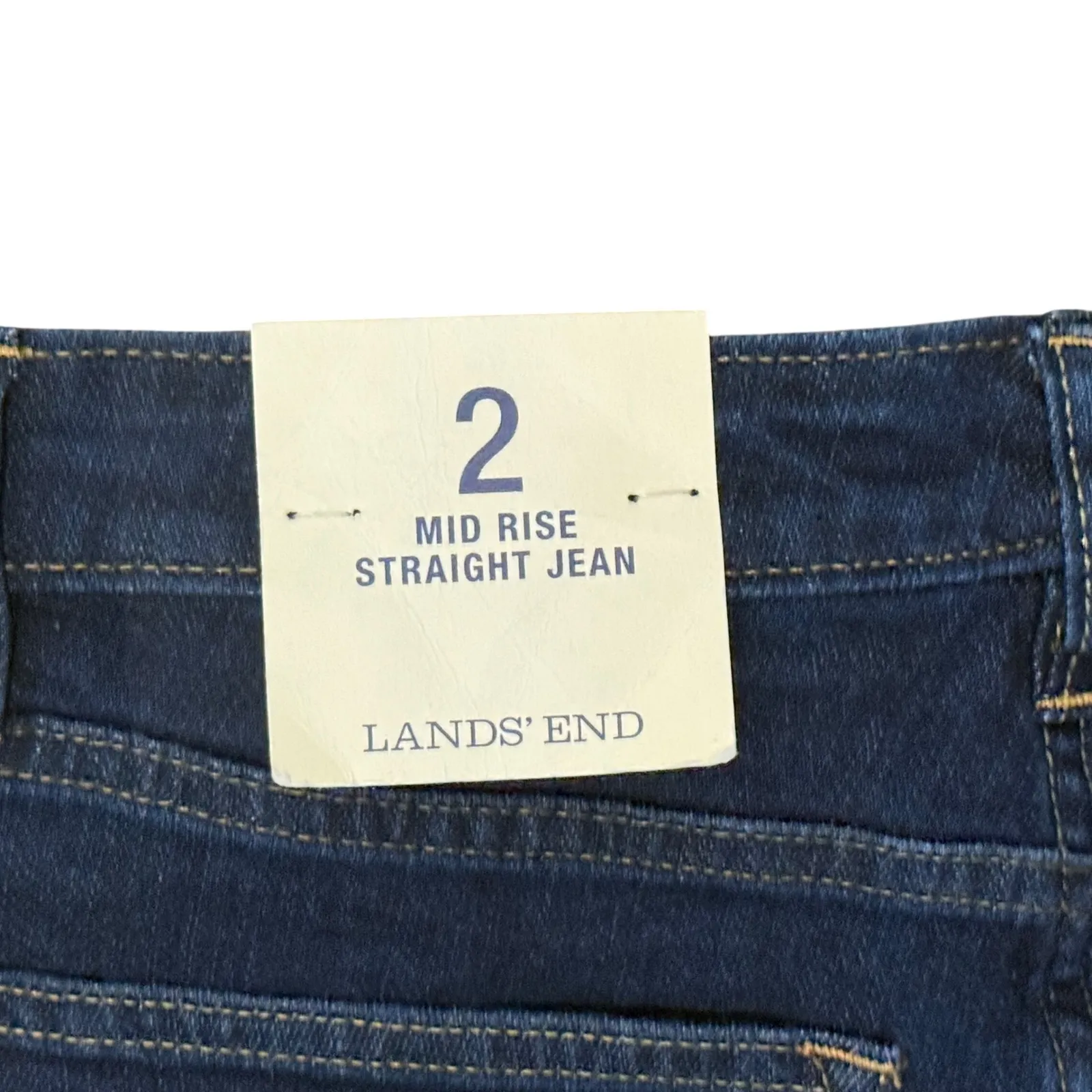 Lands End Womens Mid Rise Straight Leg Dark Wash Denim Jeans Size 2 Blue - Image 8
