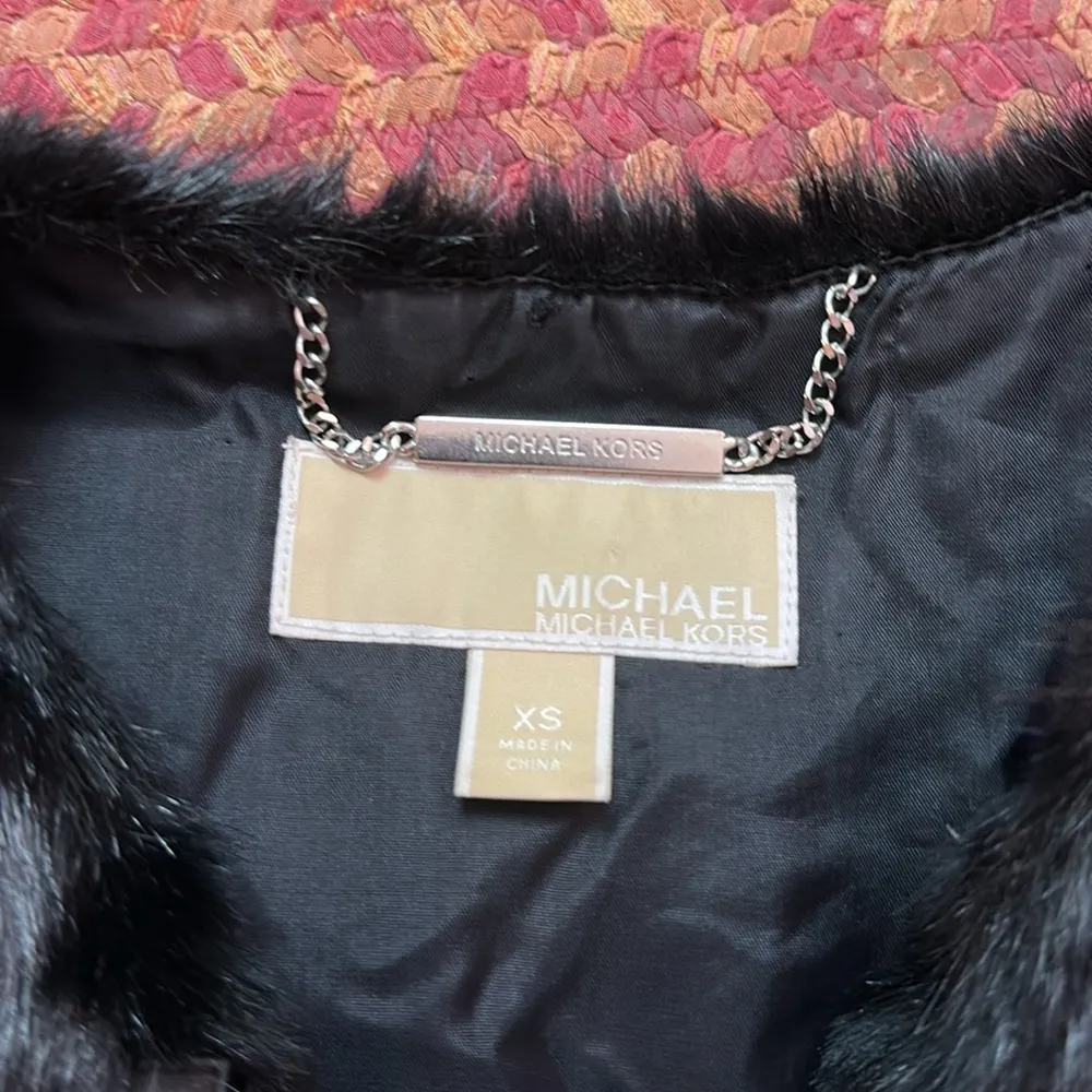 MICHAEL KORS TOGGLE CHAIN VEGAN FAUX FUR VEST Black Size XS - Image 5