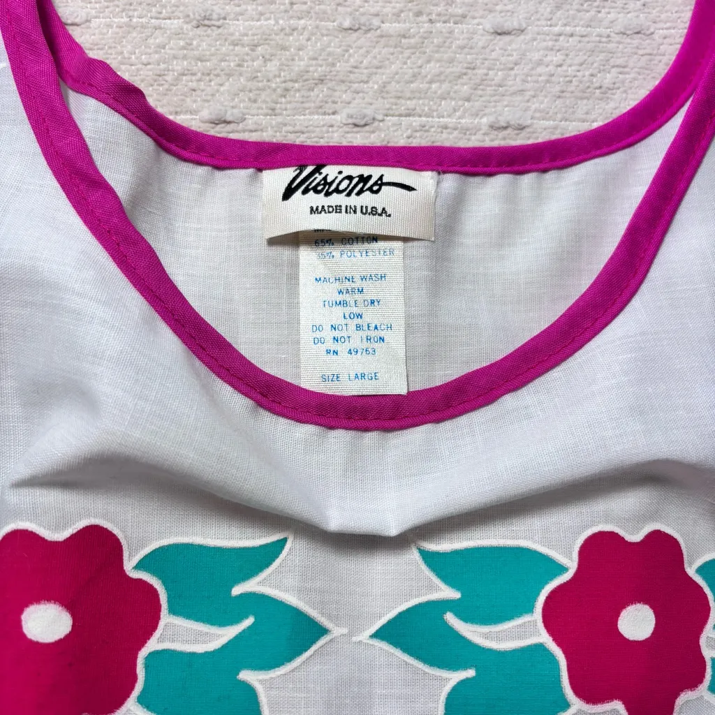 Visions my way apparel Vintage sundress daywear Cotton blend Made in USA Size L‎ White Size L - Image 4