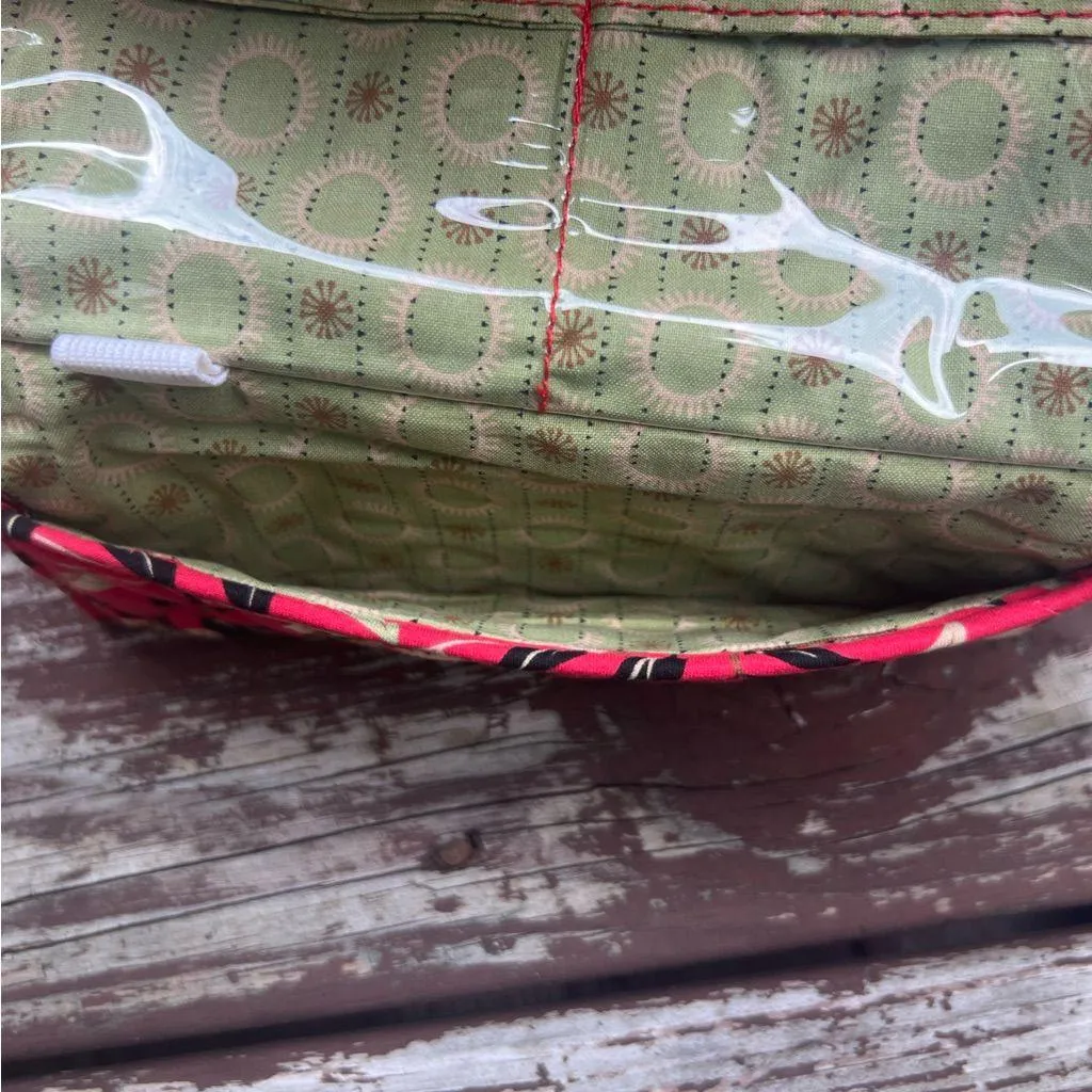 Maggi B Womens Quilted Floral 100% Cotton MultiPocket Wallet Crossbody/Purse Bag Red - Image 11