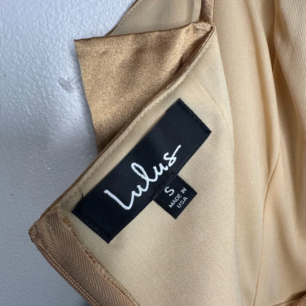 New Lulus Emalee Gold Satin Mini Dress - Image 7