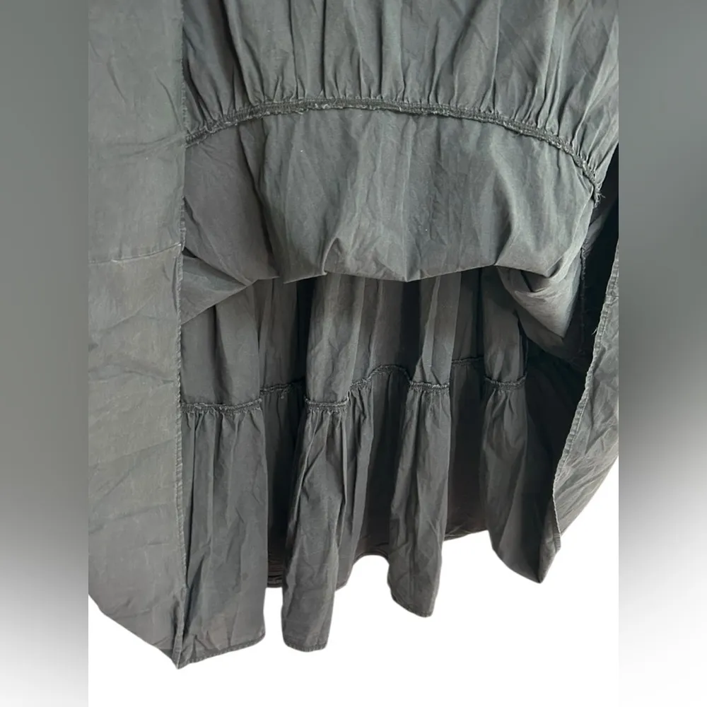 Aqua Women’s Lightweight Tiered Poplin Black Cotton Midi Sun Dress Pockets Sz XS - Image 6