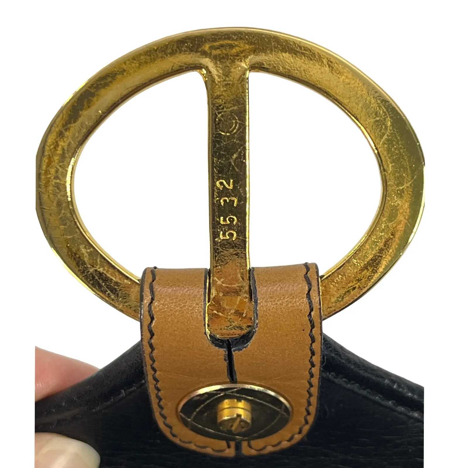 Vintage Christian Dior Black Tan Leather Crossbody Saddle Bag Snap Pouch - Image 4