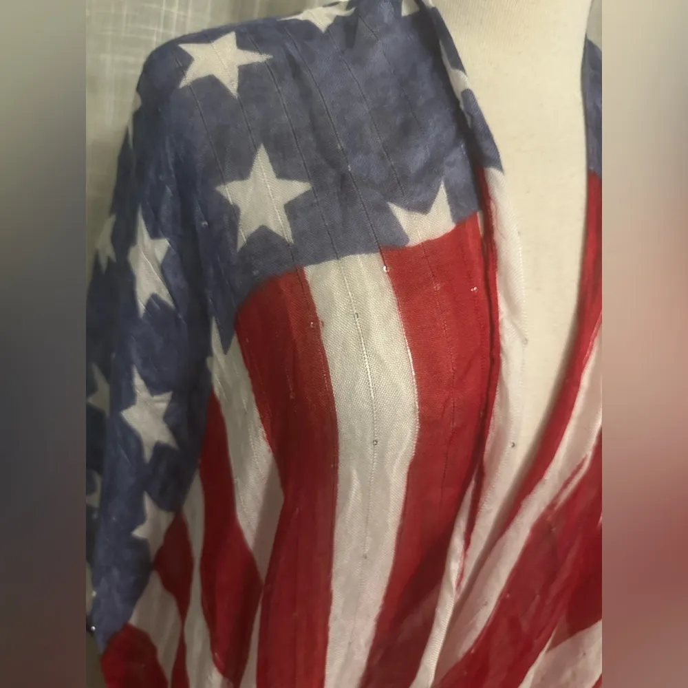 Stars & Stripes kimono top cover up One Size 4th of July Holiday American Flag - Image 3