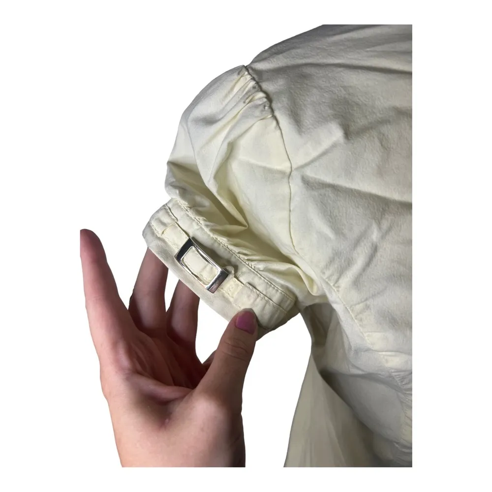 Express Y2K Cream Button-Up Office Siren Blouse M - Image 3