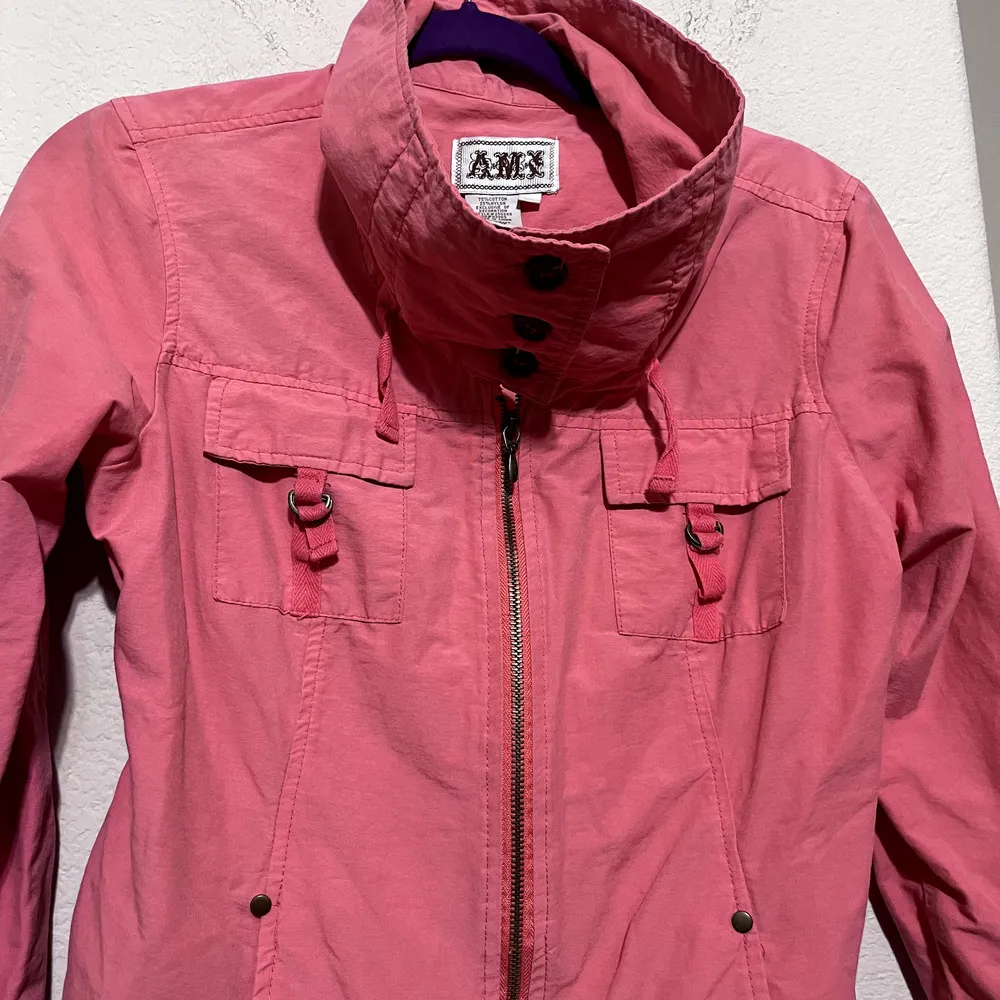 AMI A.M.I. Coral Pink Jacket Womens M lightweight Barbiecore full zip Spring Size M - Image 6
