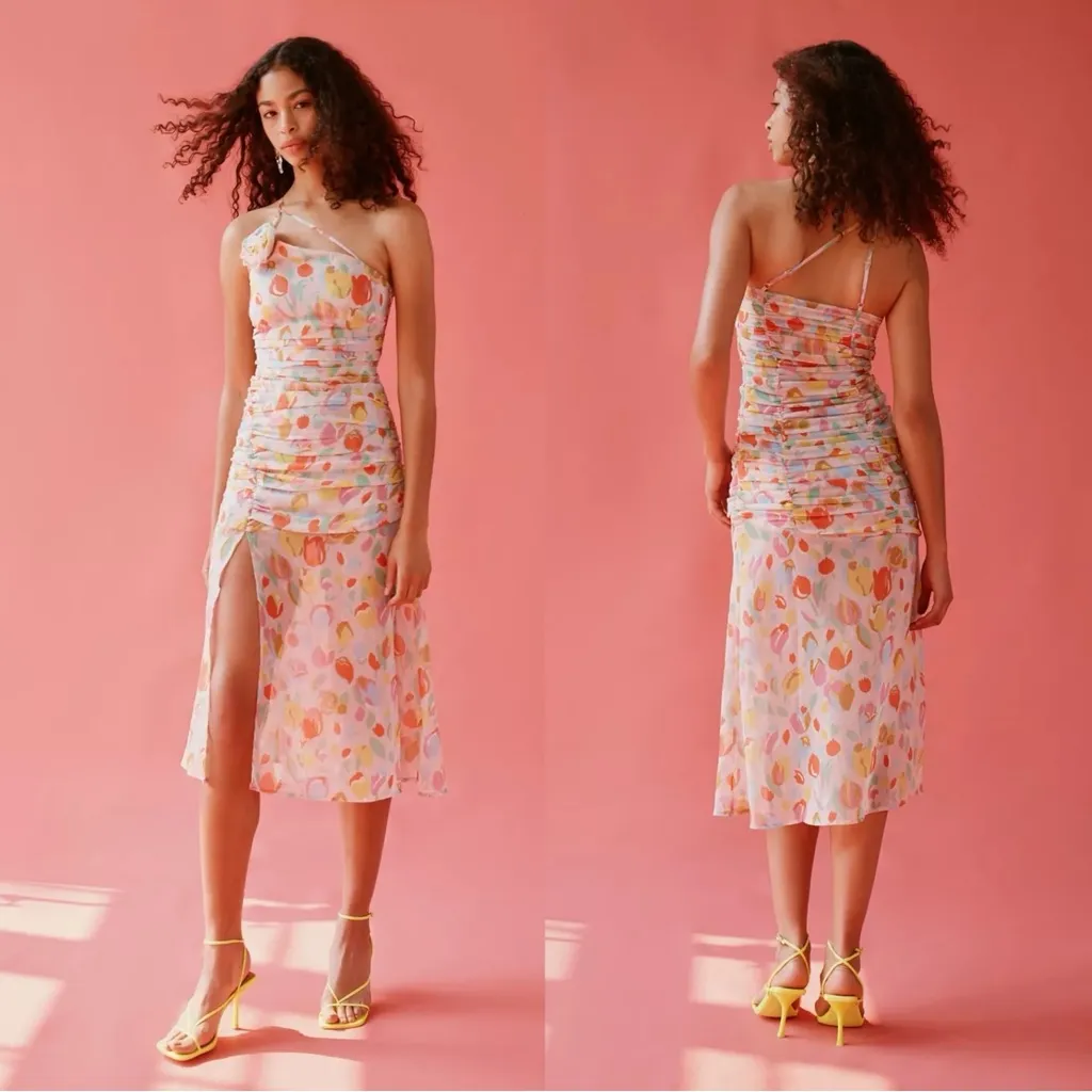 For Love & Lemons Desmona Floral Midi Dress Size Medium NWT Dainty Coquette - Image 6