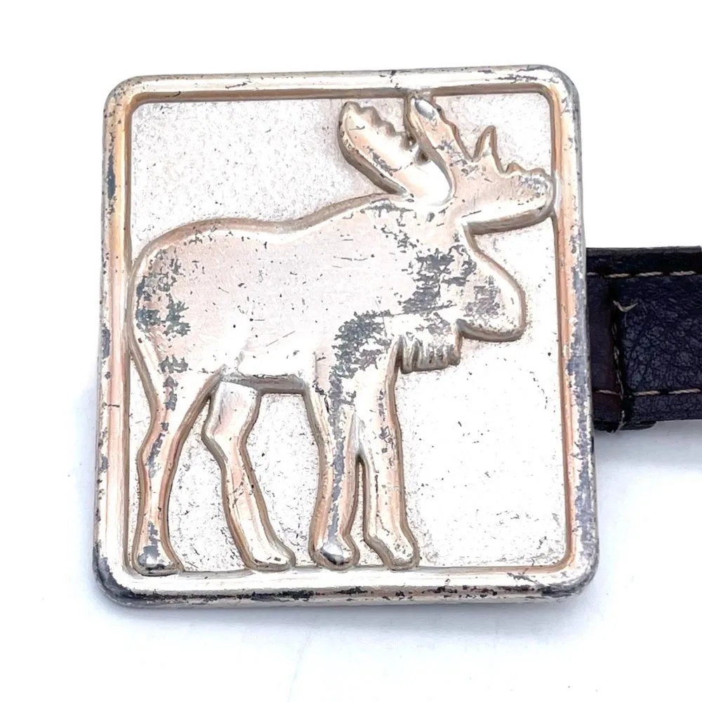 Vintage Navasota Western Leather Belt Moose Buckle Star Canoe Conchos Size M USA Brown - Image 8