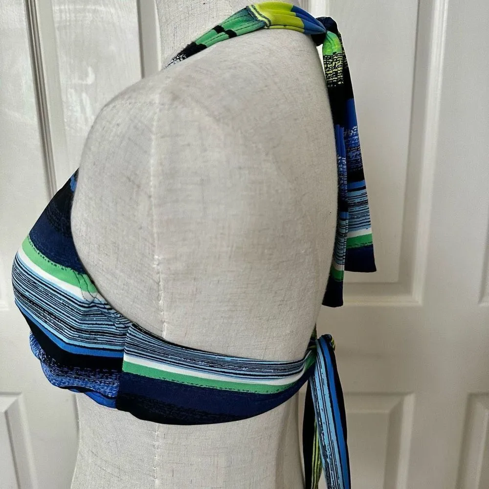Jag blue and green stripe bikini bathing suit top Size undefined - Image 3