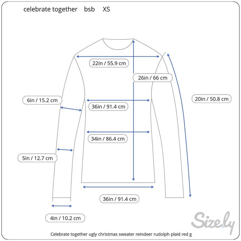 Celebrate together ugly christmas sweater reindeer rudolph plaid red green pink Size XS - Image 2