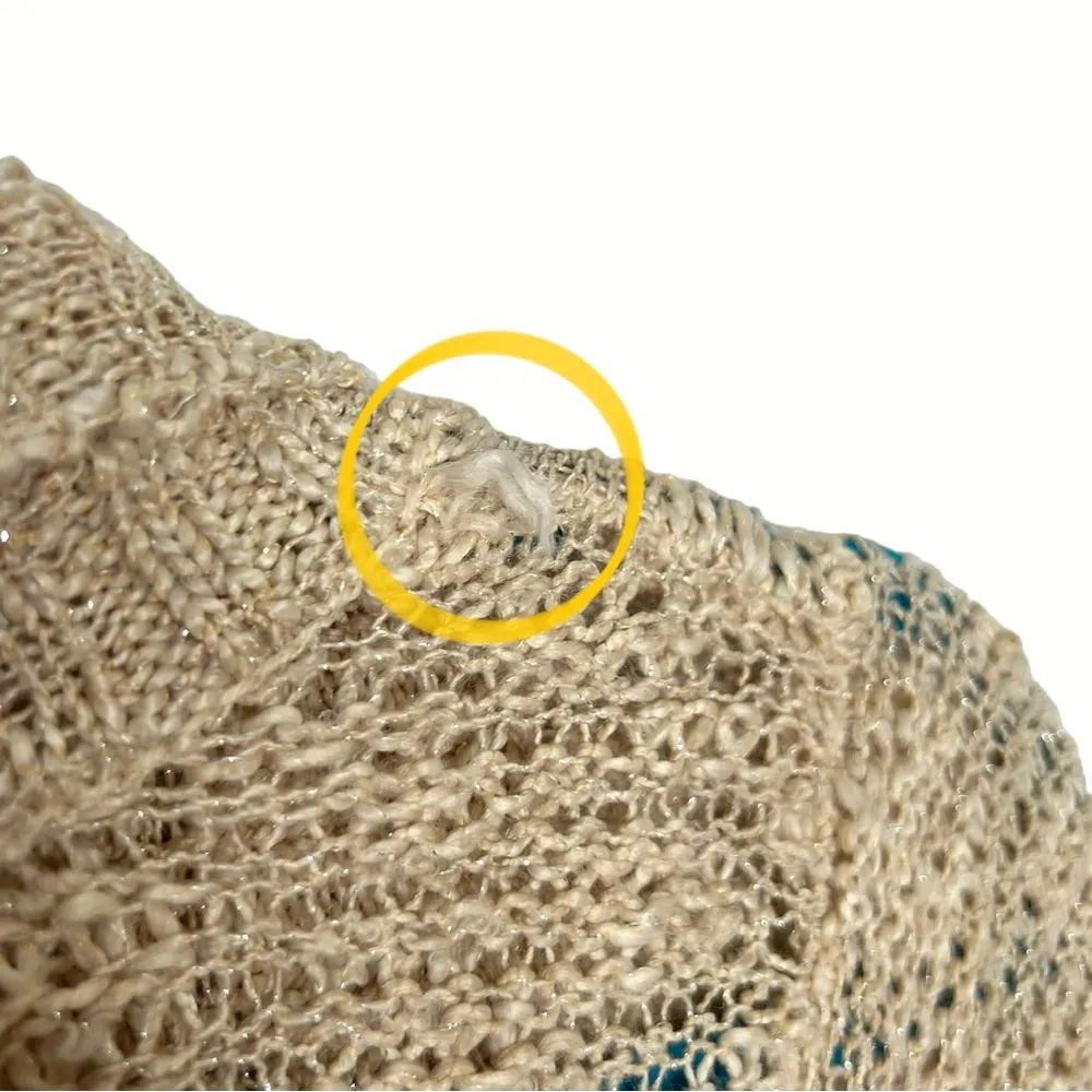 Roz & Ali Oatmeal Tan Chunky Knit Open Front Cardigan Sweater - Image 11