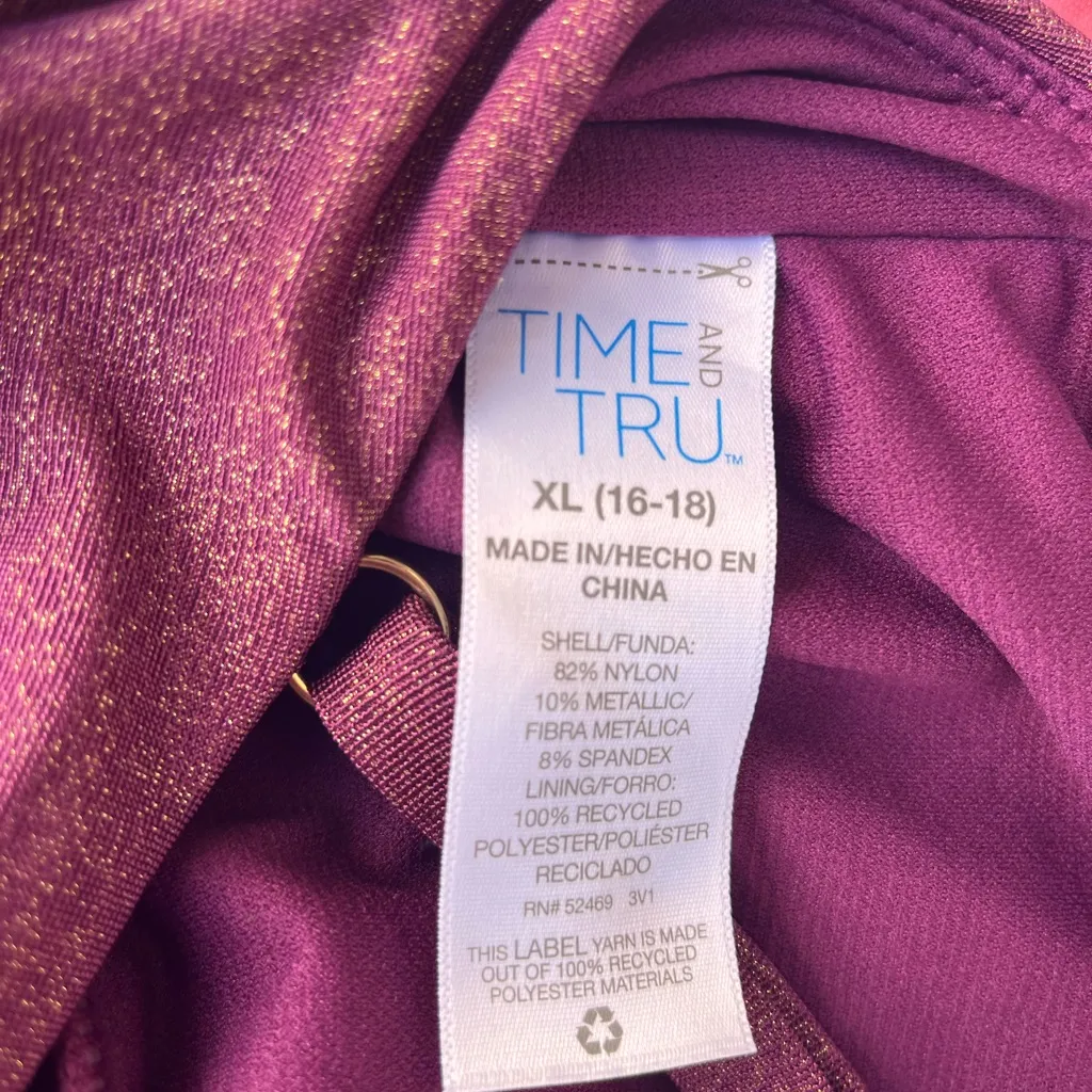 Time and Tru Metallic Purple Swimsuit Size XL - Image 2
