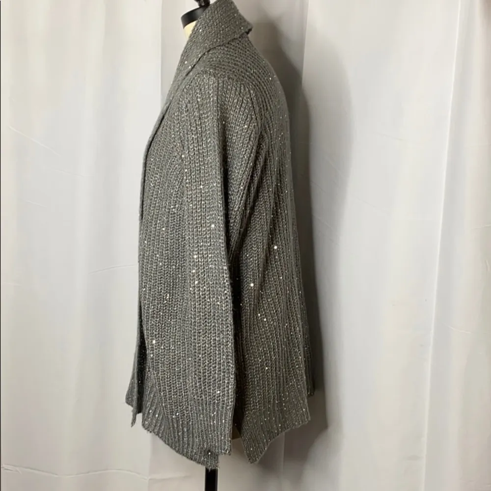 Olivia Sky Metallic Gray Knit Open Front S… - Image 4