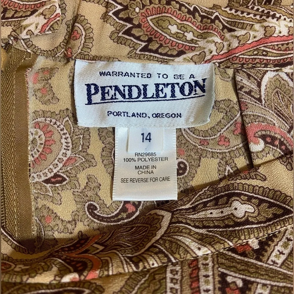 Vintage Pendleton Paisley A Line Maxi Skirt Tan Brown and Orange Classic Boho - Image 2