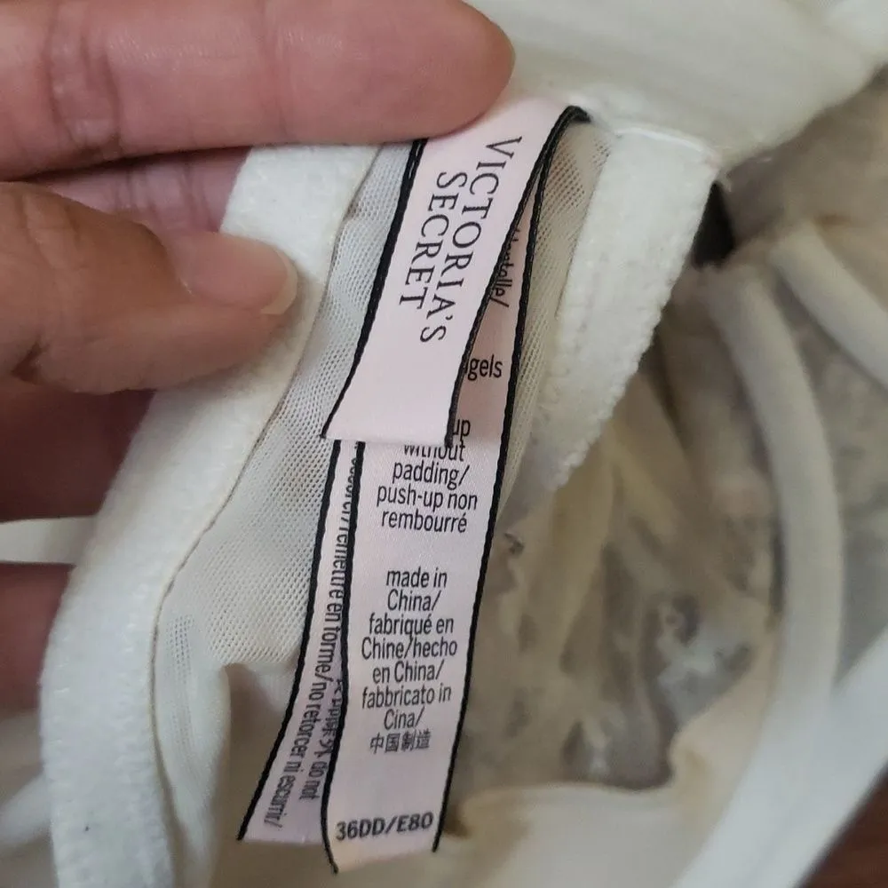 Victoria's Secret Cream Chic Floral Lace Pushup without Padding Bra Size 36DD - Image 4