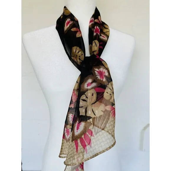 Liz Claiborne Accessories Womens Scarf Black Pink‎ Beige BRN NWT  56x8 - Image 2