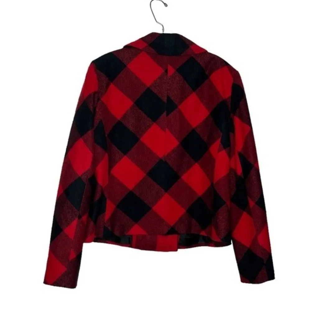 JONES New York Signature Red Black Buffalo Plaid Double Breasted Pea Jacket - Image 6