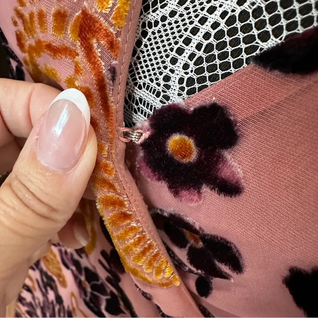 Adelyn Rae Velvet Burnout Paisley Wrap Midi Dress | Boho Romantic | L - Image 11