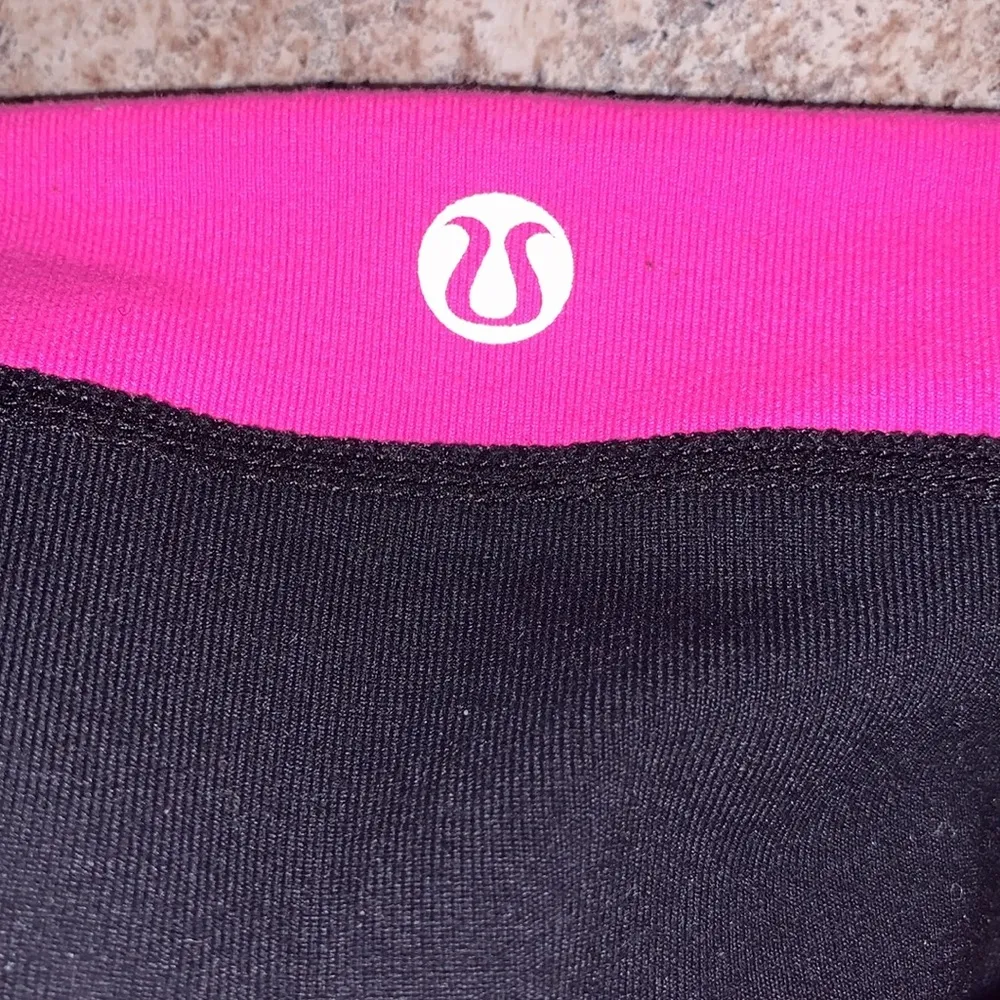Lululemon  Roll Down Flare Crops athletic yoga workout pants black pink - Image 5