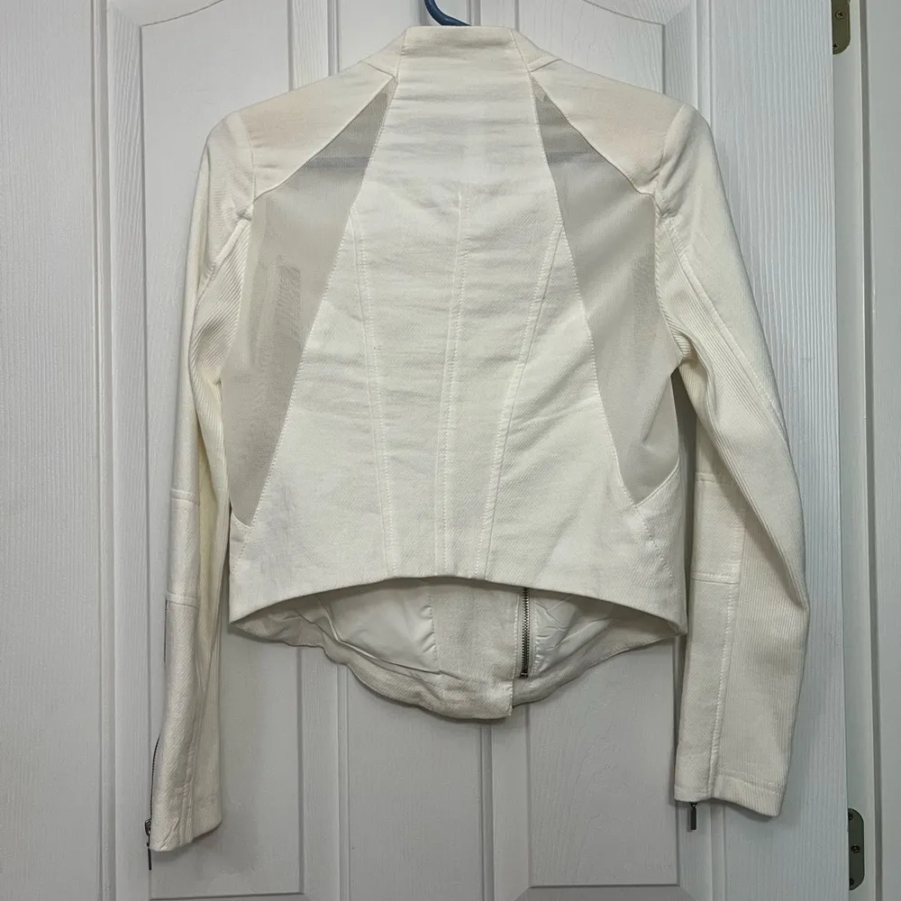 Blank NYC Anthropologie White Moto Jacket Asymmetrical Double Zipper XS Women’s - Image 7