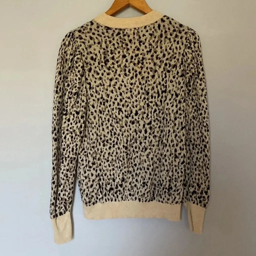Who What Wear Animal Print Puff Sleeve Beige Top Size Medium - Image 6