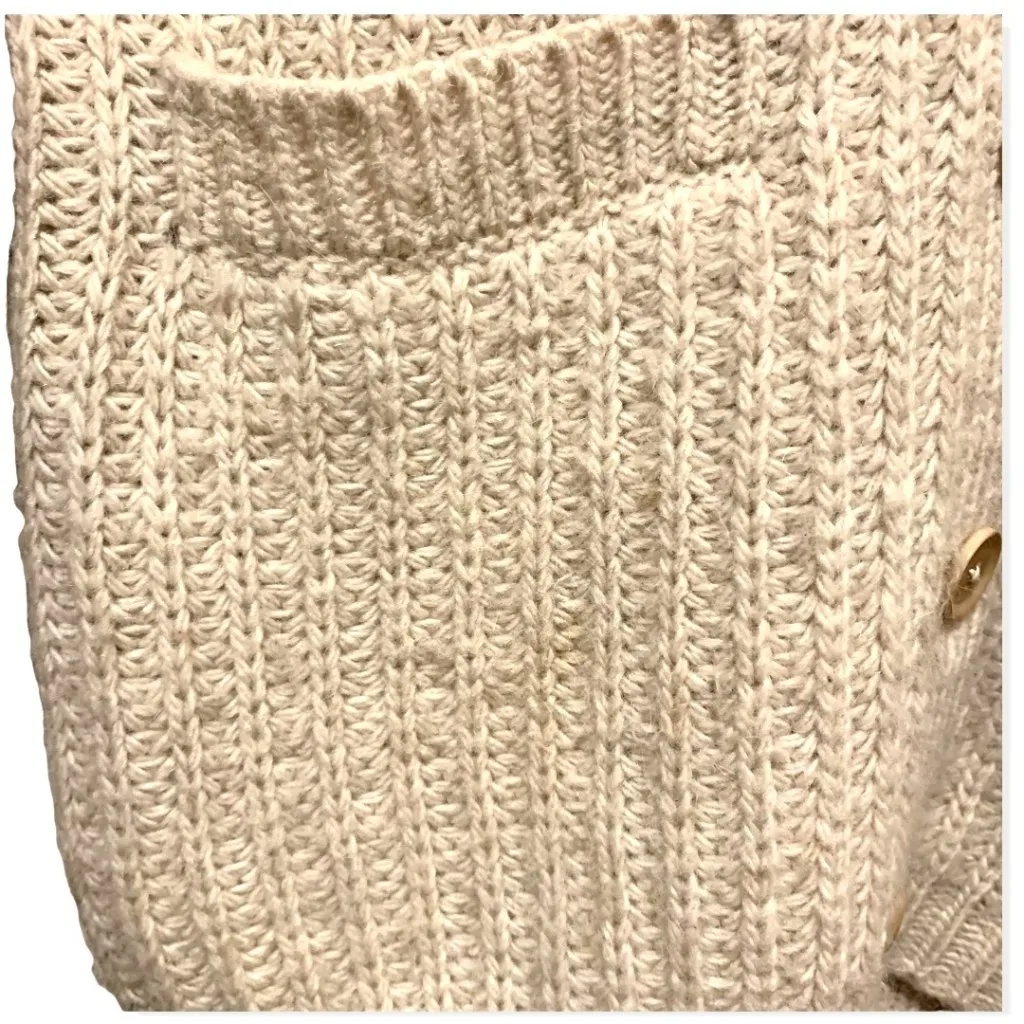 Banana Republic Italian Yarn Oversize Cardigan Sweater Cable Knit Beige Chunky S - Image 5