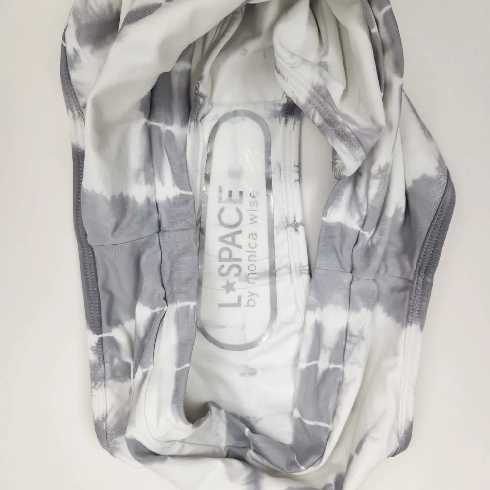 L*Space Frenchi Bikini Bottom High Rise in Gray White Tie Dye Size XL - Image 3