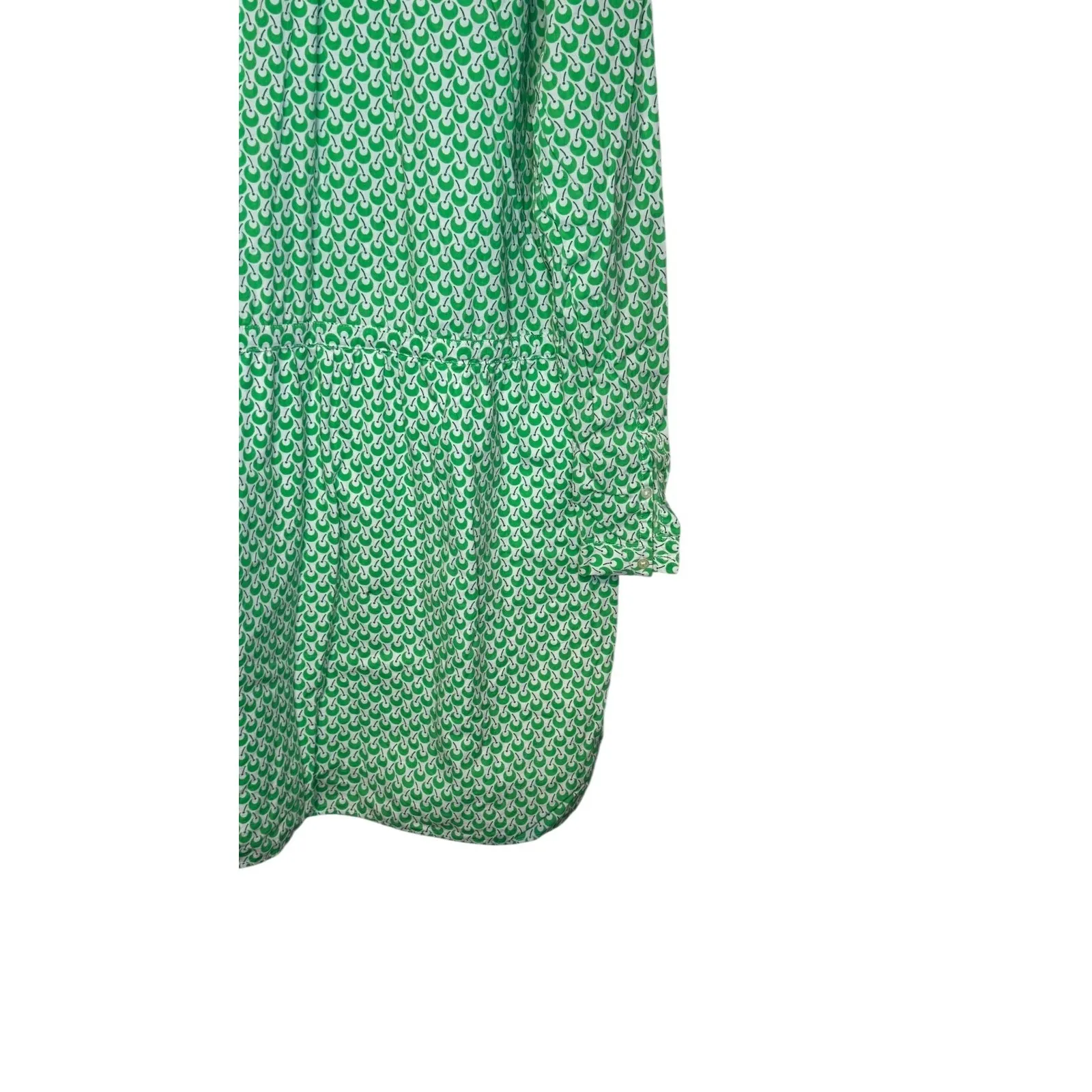 Gap Women Dress Fruity Print Roll Tab Sleeve Drawstring Waist Pocket Green Large - Image 8