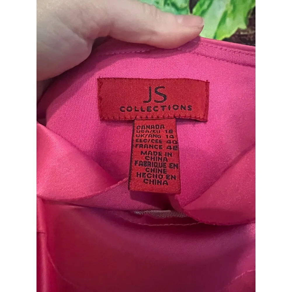 Vintage JS Collections Layered Spaghetti Strap Tiered Mini Dress Prom Pink Sz 12 - Image 2