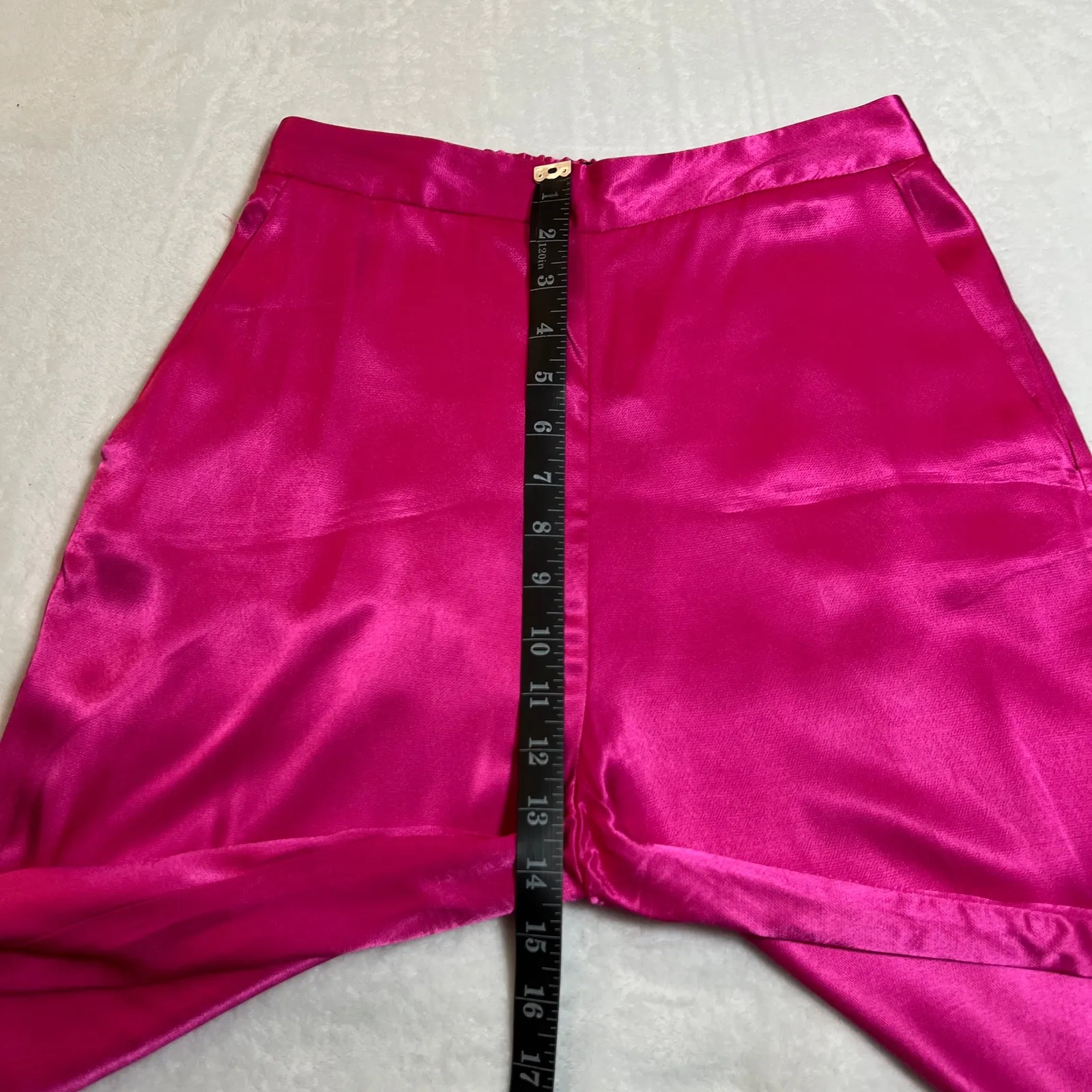 Zara High Rise Satin Wide Leg Trouser Pants Size S Preppy Maximalist Feminine - Image 12