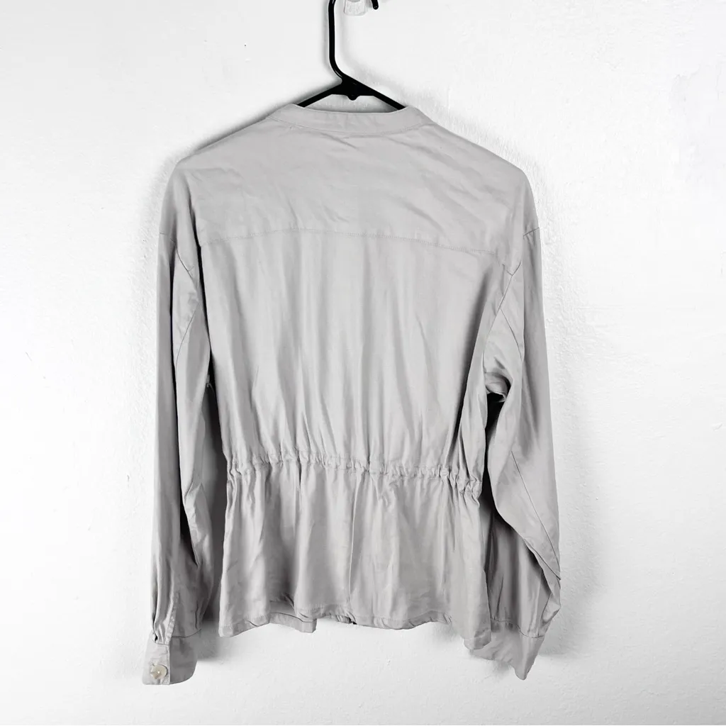 ANTHROPOLOGIE MAEVE Linen Blend Cinch Waist Flap Pocket Full Zip Jacket Medium - Image 2