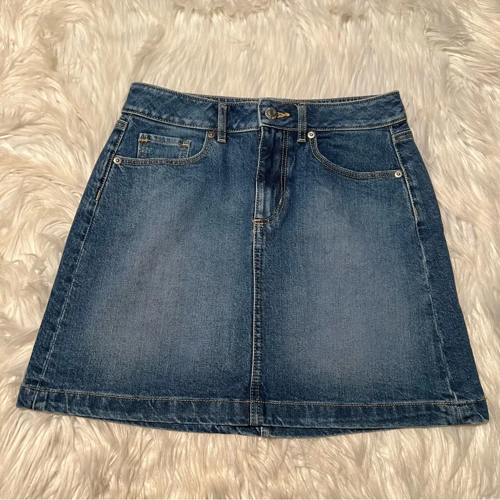 Loft Denim Mini Skirt A-Line Medium Wash 00P - Image 2