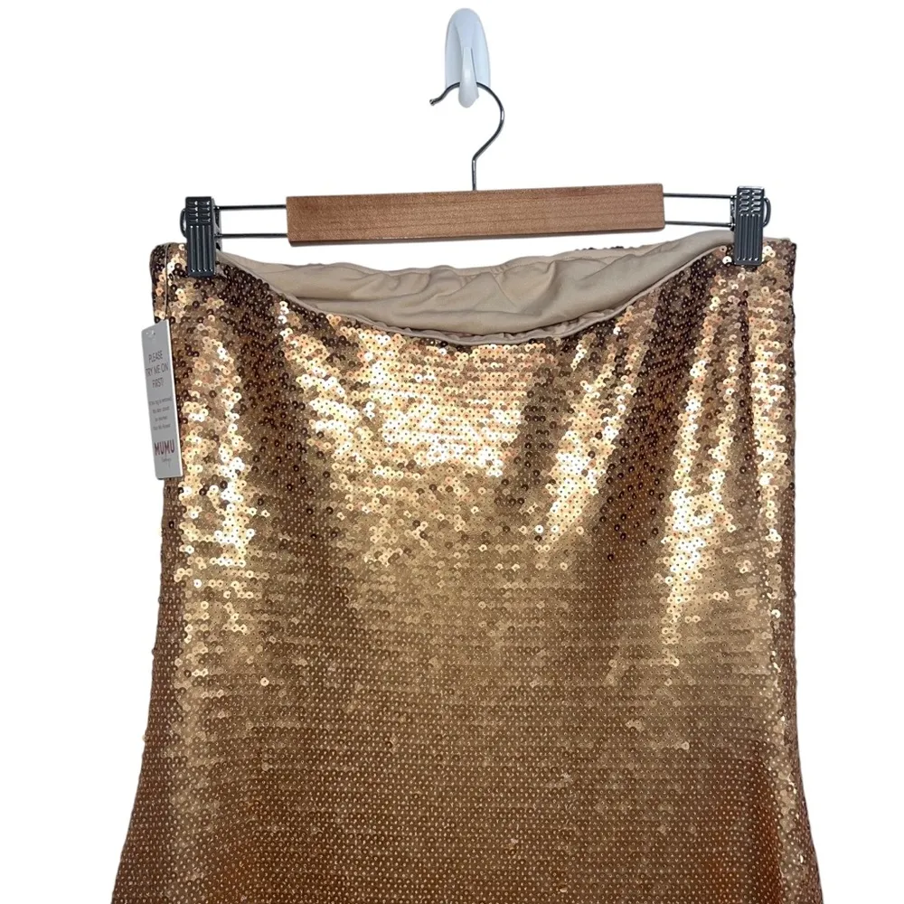 NEW NWT Show Me Your Mumu Taylor Strapless Tube Maxi Dress In Gold Ombre Sequins - Image 8