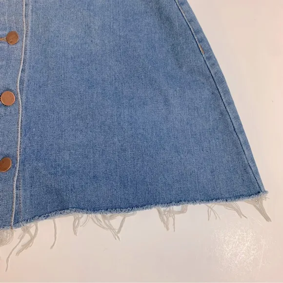 Ciminy Paris Button Down Raw Hem Denim Skirt‎ Size Small Blue - Image 4