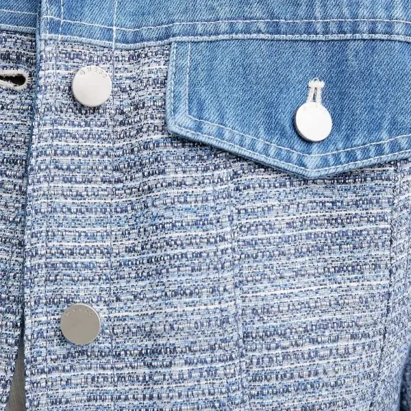 NWT $148 GUESS  Elsie Tweed and Denim Jacket Color: blue indigo tweed combo S - Image 8
