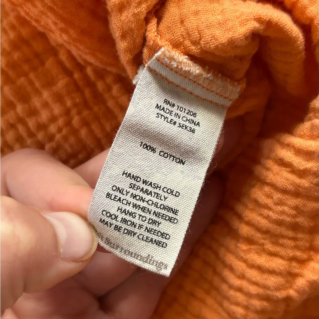 Soft Surroundings 2X 100% Cotton Gauze Tunic Shirt 3/4 Sleeve Orange - Image 12