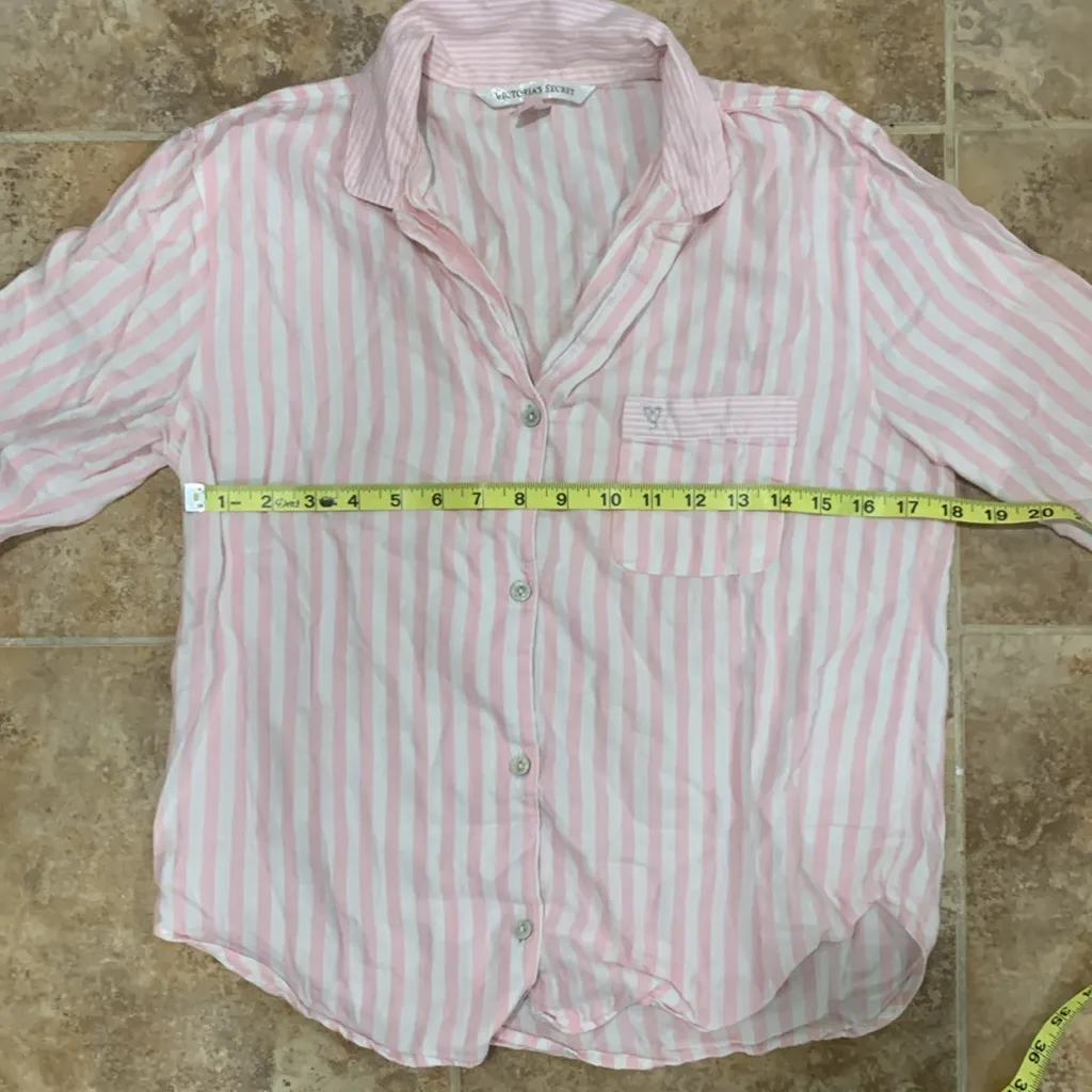 Victoria Secret pink striped button down pajama shirt - Image 7