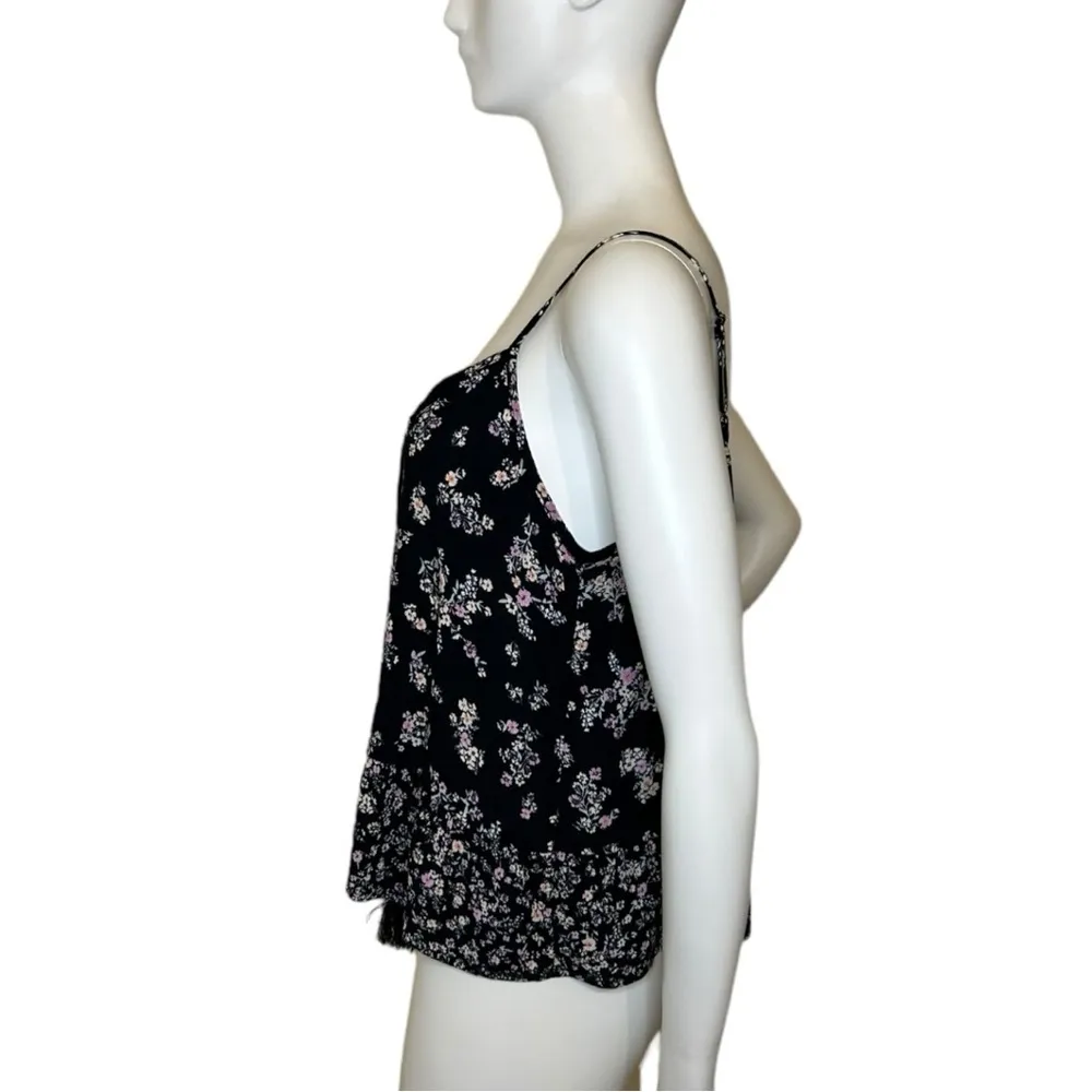 HIPPIE ROSE - Women’s Juniors’ Printed Tiered Black Floral Camisole Medium - Image 5