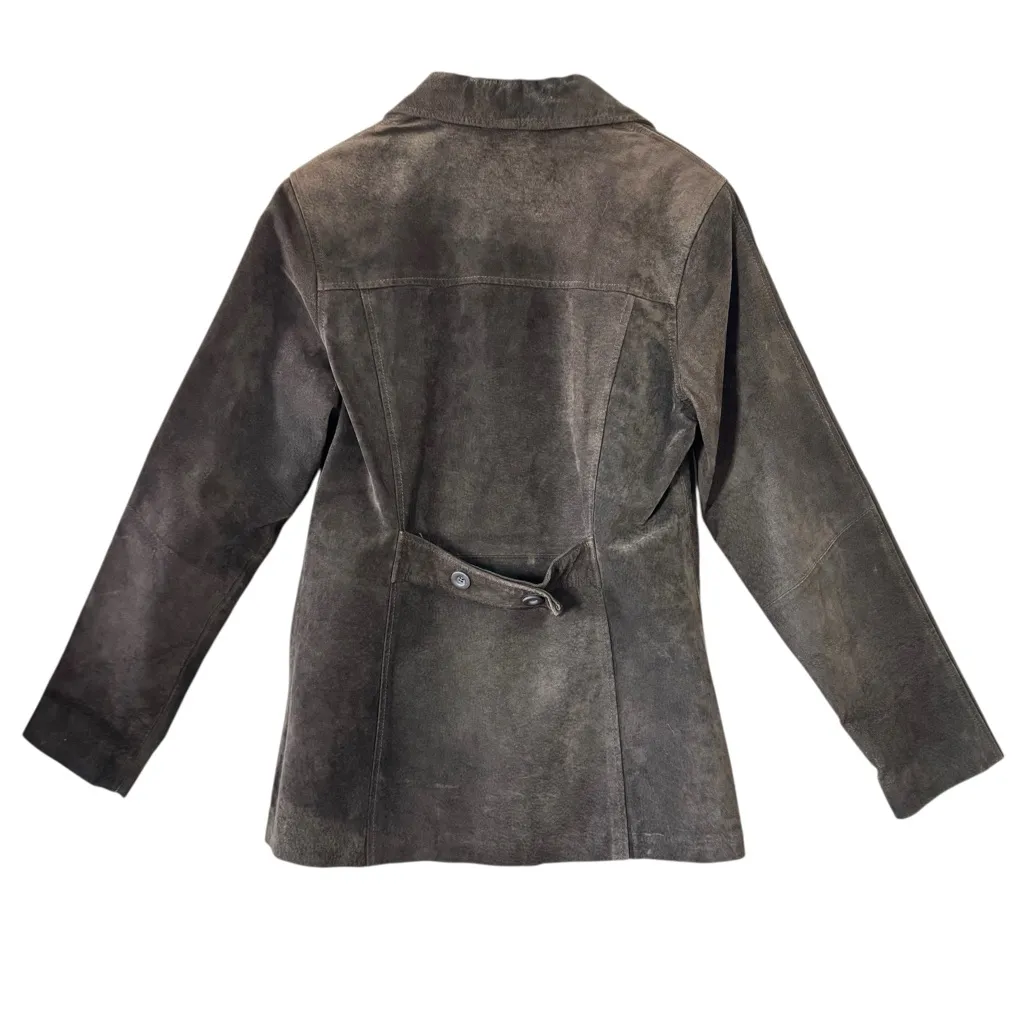 Wilson’s Maxima Brown Suede Leather Jacket Women’s Size M Button Front - Image 3
