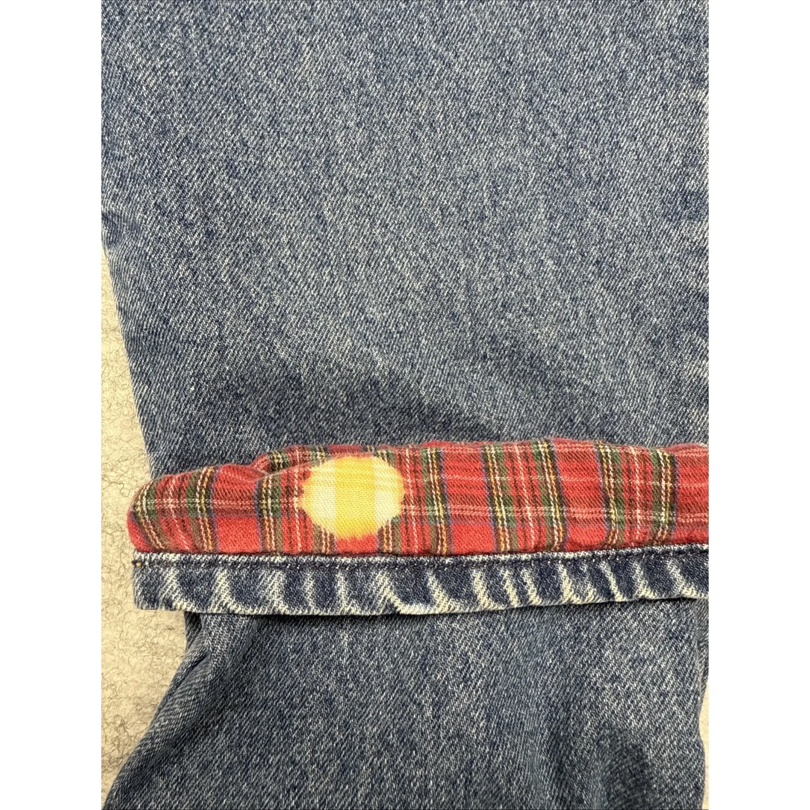 L.L. Bean Flannel Lined Jeans Double Relaxed Fit Med Wash Women's Size 8 M/T Blue - Image 14