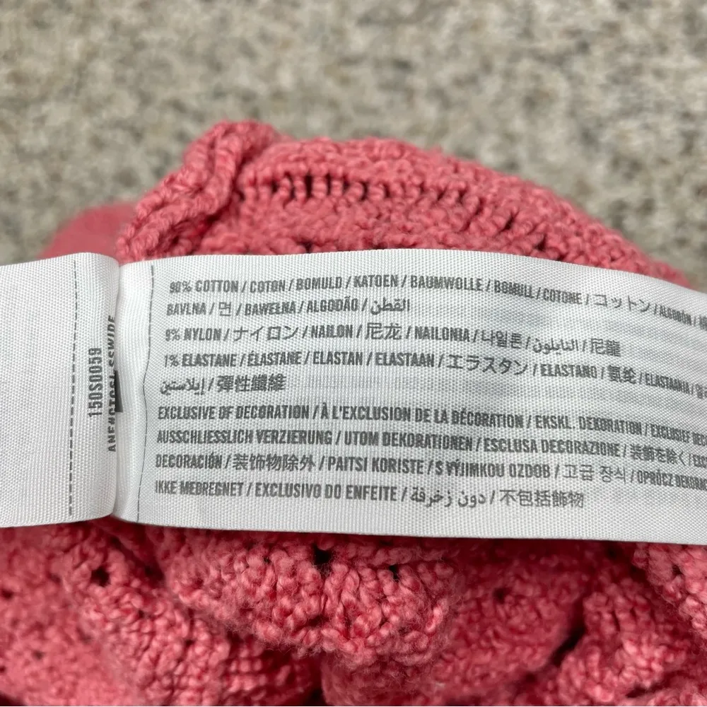 Mauve Pink Mixed Open Knit Long Sleeve Sweater Small - Image 6