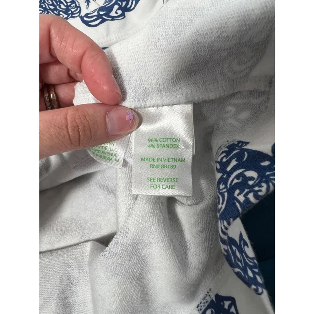 Lilly‎ Pulitzer Elephant Print Pullover Sweatshirt - White and Blue - Size S - Image 10