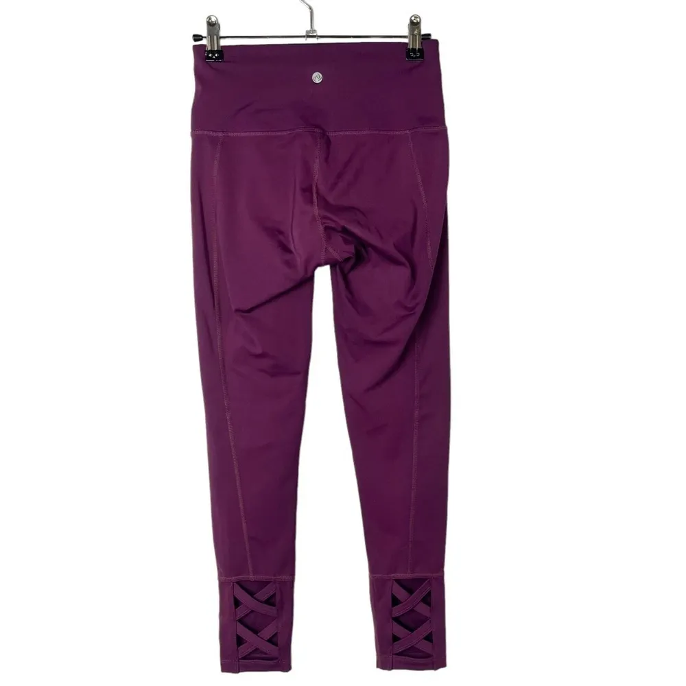 Apana Plum Purple Open Cut Out Back 7/8 Athletic Leggings XS - Image 3