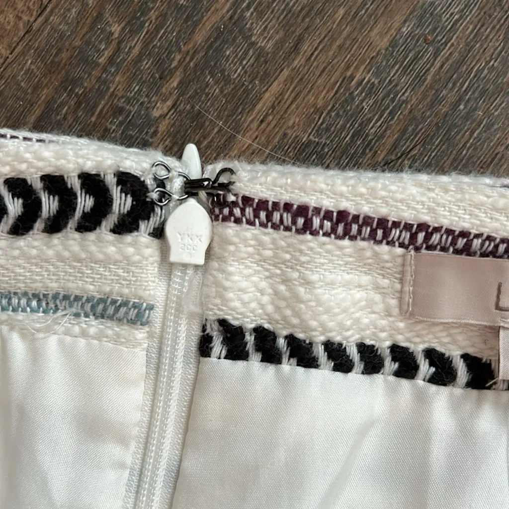 NWT Loft Faux Wrap Fringe Hem Blanket Skirt White &‎ Blue Stripe Size 10 - Image 6