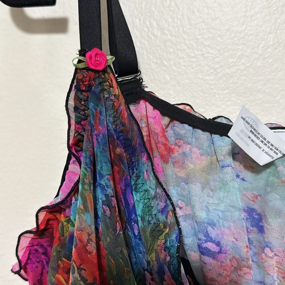 Parade NWT silky mesh flutter longline bralette multicolor plus size 3X Pink - Image 8