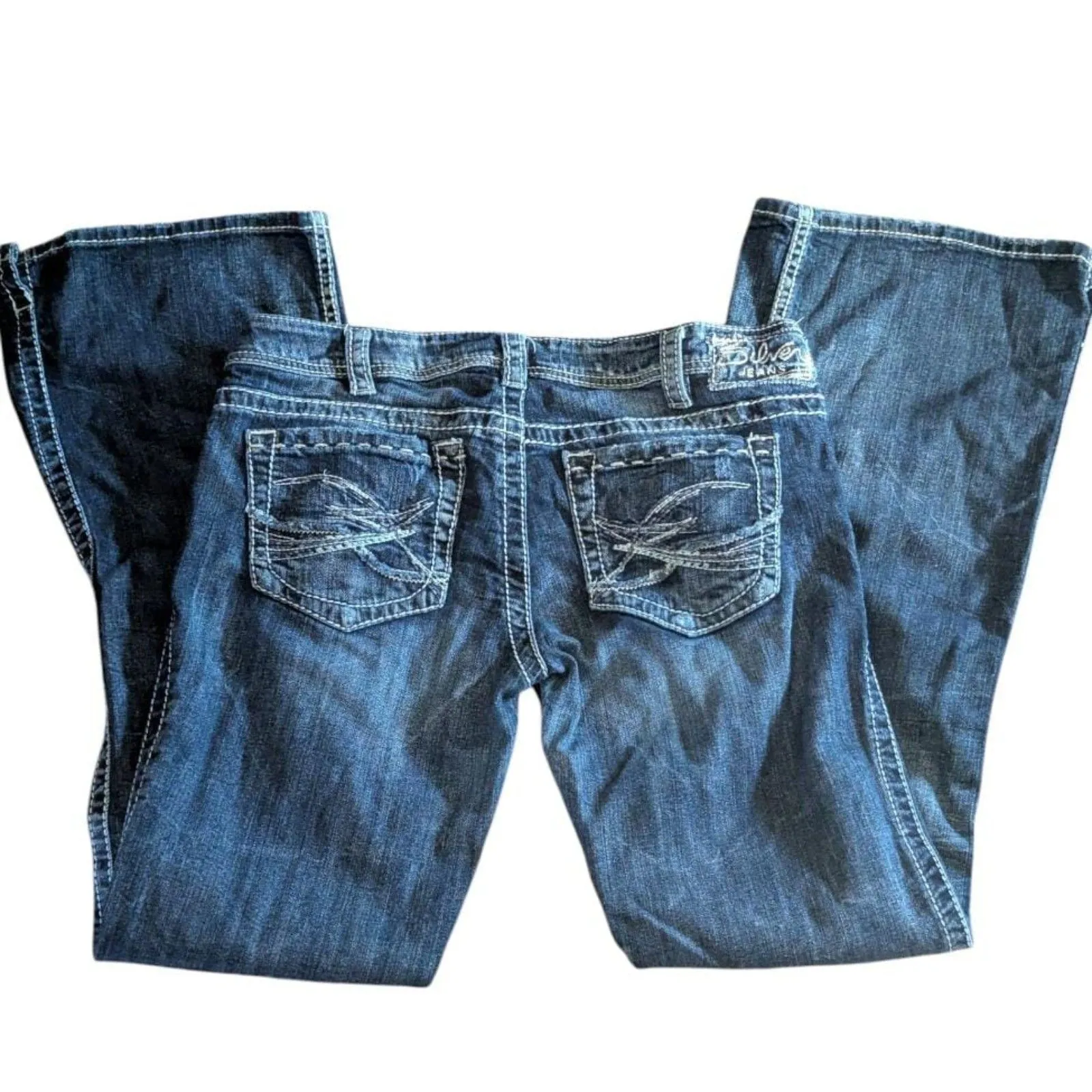 SILVER JEANS Frances Flare W30 L33 Y2K Western Thick Stitch Bootcut Blue Size 30 - Image 5