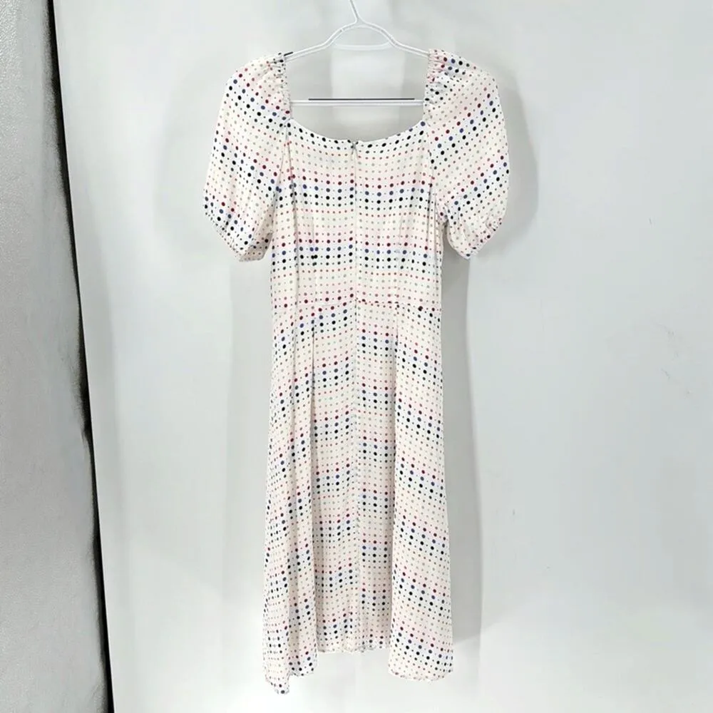Loft Rainbow polka dot puff sleeve midi dress summer garden party size 2 petite - Image 2