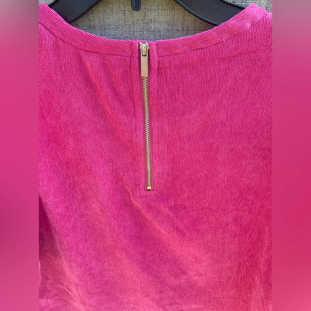 Molly Bracken Puff Sleeve Corduroy Shift Dress In Raspberry Size XS - Image 5