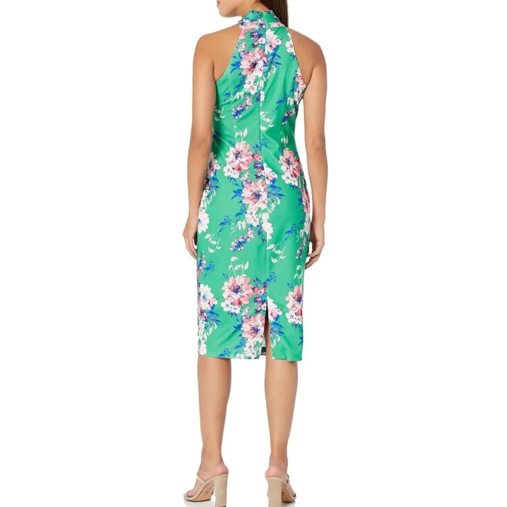 London Times Women's Pleated Neck Halter Sheath Dress size 8 - Image 7